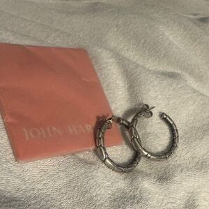 John Hardy Silver Textured Hoop Earrings